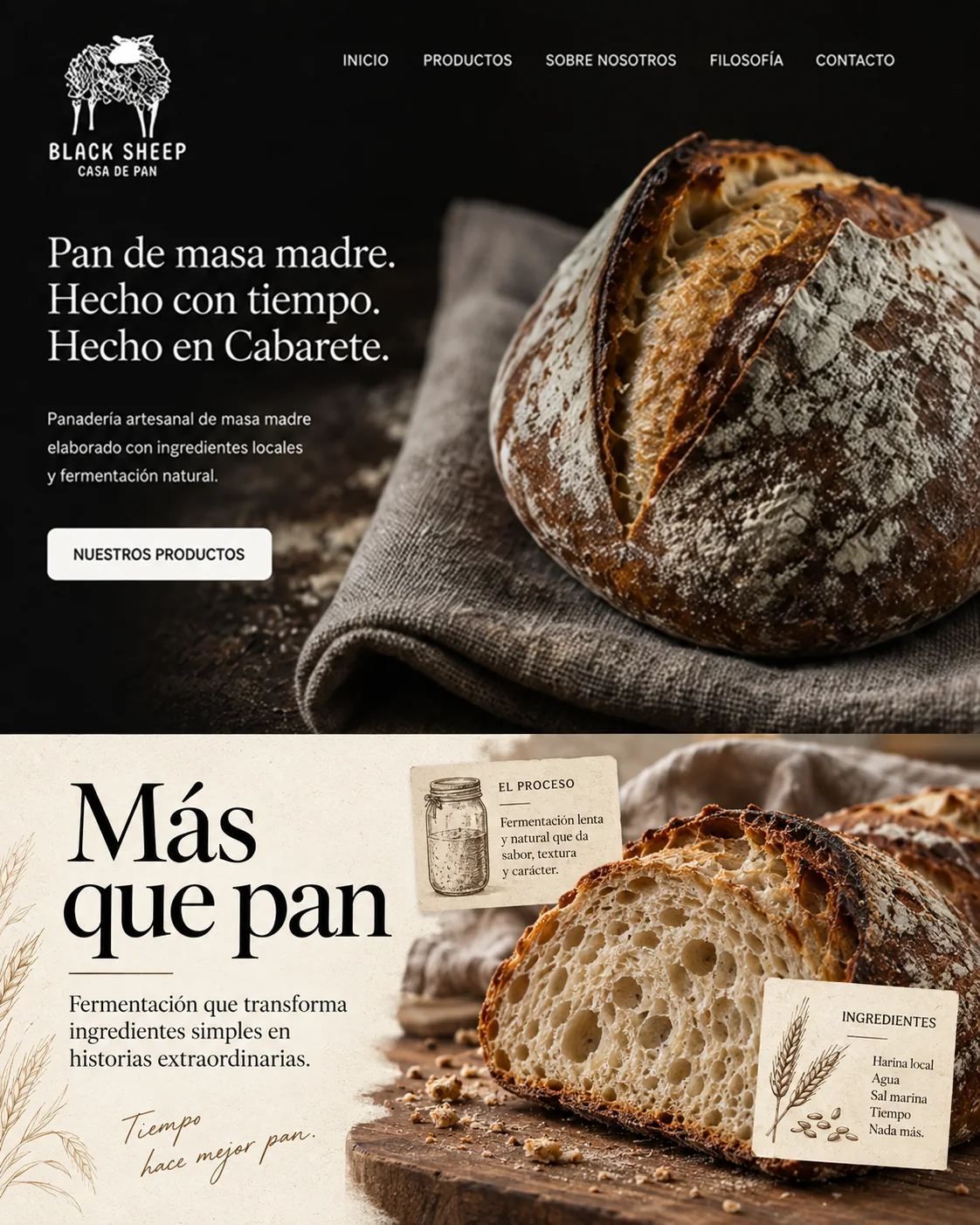 Vista del sitio web de Black Sheep, proyecto en desarrollo